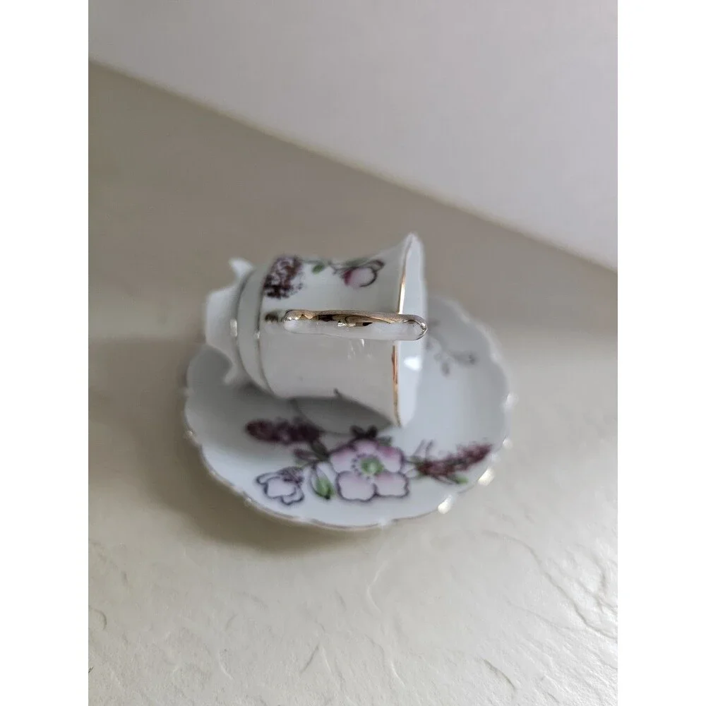 Vintage Miniature Cup And Saucer Floral Design Made In Japan